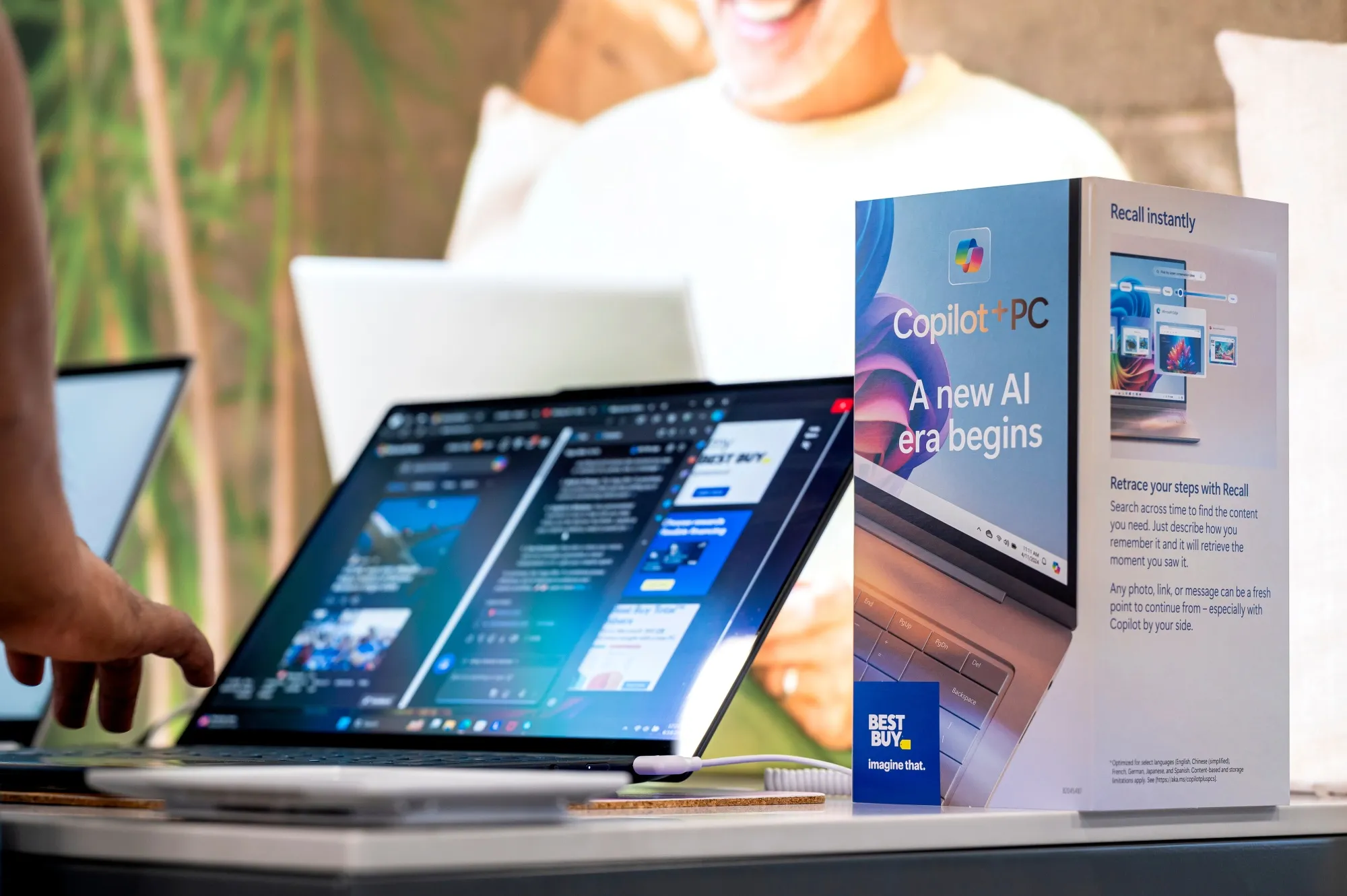 A computer with Microsoft Copilot+ PC at a Best Buy store in Union City, California.